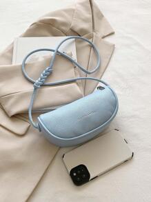 Umhängetasche mit Mini Buchstaben Grafik, Litschi Prägung,