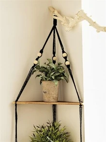 1入組2層珠子和流蘇裝飾壁掛，家居木製掛飾