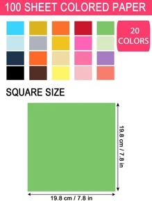 100 cái Giấy Origami Màu Hỗn Hợp, Origami Đa Năng Đơn Giản Cho DIY - Nhiều màu - Xem 2