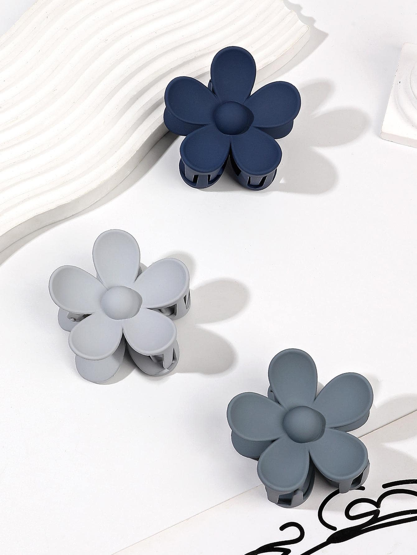 3入組女性花朵設計可愛髮爪適用於頭髮裝飾用品 - 彩色 - 查看 1