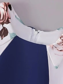 年輕女孩緞面花朵圖案點綴洋裝帶隨機切花朵設計,花樣洋裝帶斜挎包 - 彩色 - 查看 4