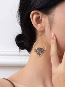 Bông tai thả hình học trang trí rhinestone - Nhiều màu - Xem 3
