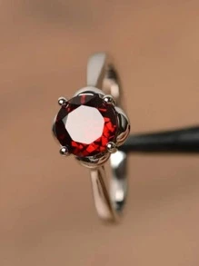 Nhẫn Trang Trí Đá Cubic Zirconia - Đỏ - Xem 2