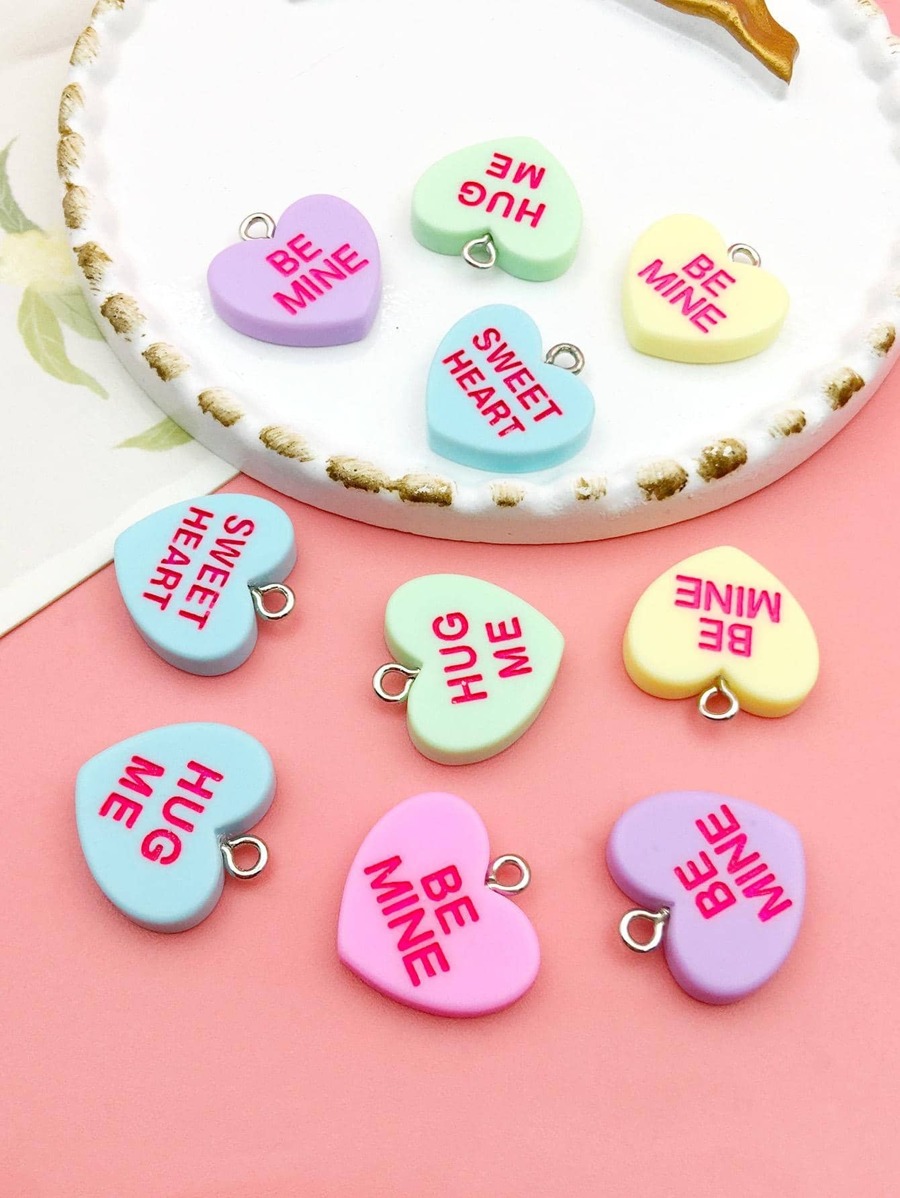 10pcs/Set Cute Fashion Resin Acrylic Rabbit Cat Heart DIY Pendant Charm For Earring Necklace Jewelry Making Accessories