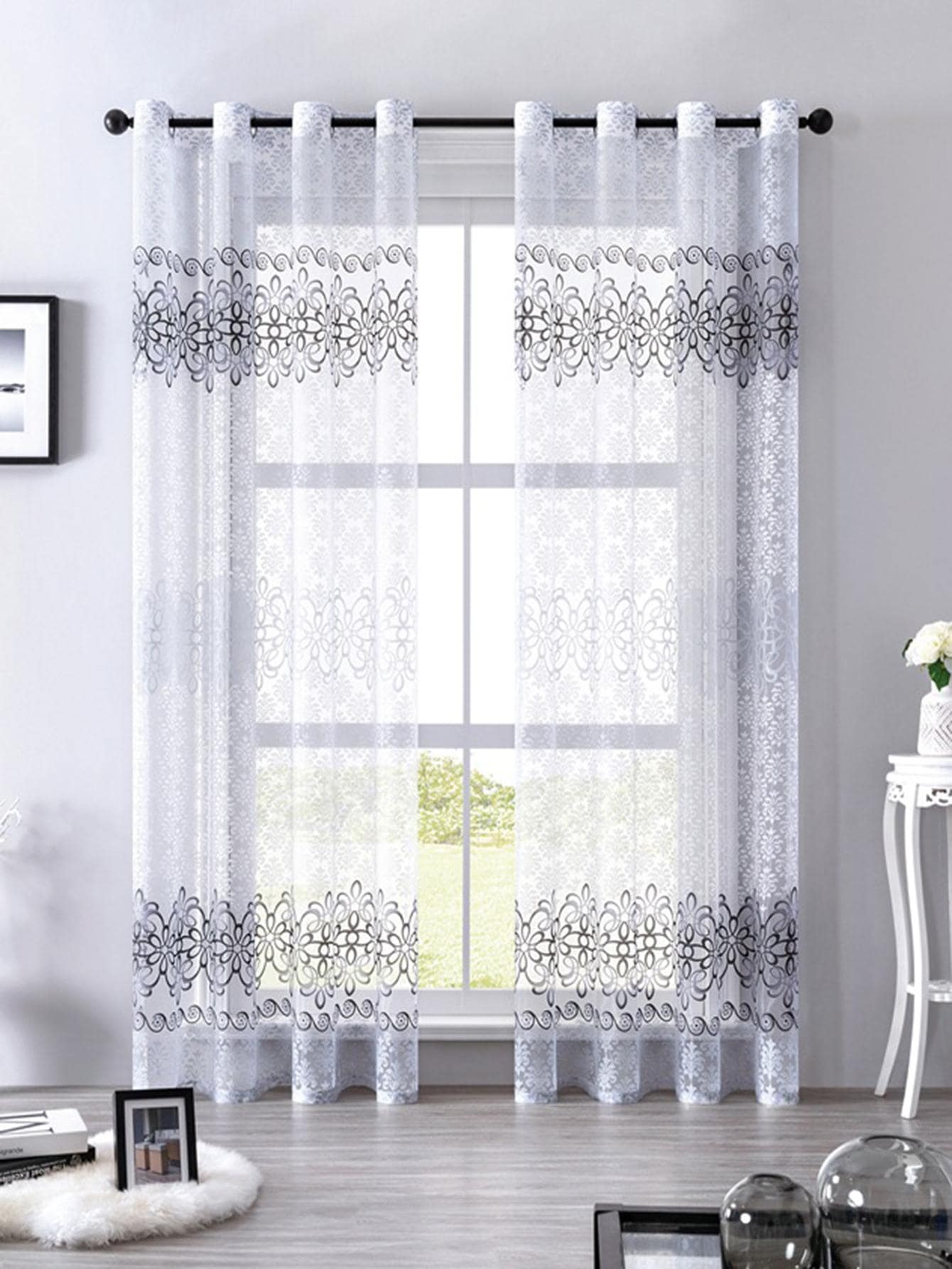 1 pieza moderno gris Cortina para viviendo con ventana Decoración - Gris - Ver 1