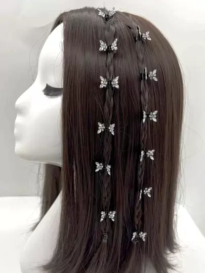 12pcs Rhinestone Butterfly Design Hair Claw,Y2k,Hair Accessories,Claw Clips,Hair Jaw Clip,Hair Clutch Fall Winter Hair Clip For Vacation Outfits Woman Summer Outfits Hair Clips