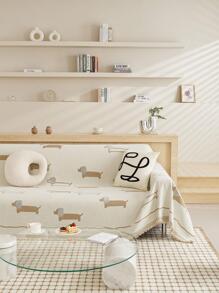 1入組雪尼爾沙發墊無毛防貓抓墊沙發巾家用沙發保護套 - 卡其色 - 查看 6