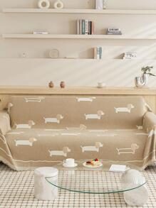 1入組雪尼爾沙發墊無毛防貓抓墊沙發巾家用沙發保護套 - 卡其色 - 查看 8