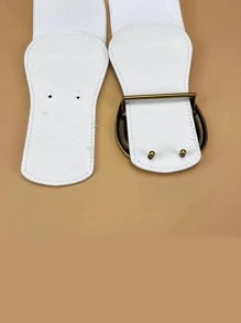 Mujer 1 pieza Cinturón elástico con letra hebilla de moda para Decoración de vestido - Blanco - Ver 8