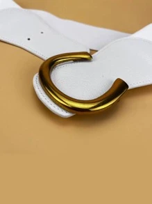 Mujer 1 pieza Cinturón elástico con letra hebilla de moda para Decoración de vestido - Blanco - Ver 5