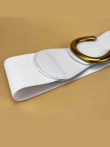 Mujer 1 pieza Cinturón elástico con letra hebilla de moda para Decoración de vestido - Blanco - Ver 6