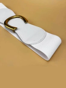 Mujer 1 pieza Cinturón elástico con letra hebilla de moda para Decoración de vestido - Blanco - Ver 7