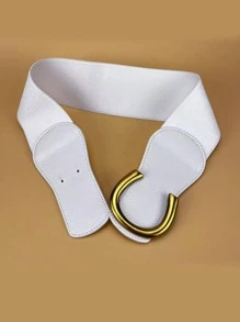 Mujer 1 pieza Cinturón elástico con letra hebilla de moda para Decoración de vestido - Blanco - Ver 3