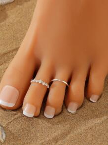 2入組方晶鋯石女士腳趾環套裝