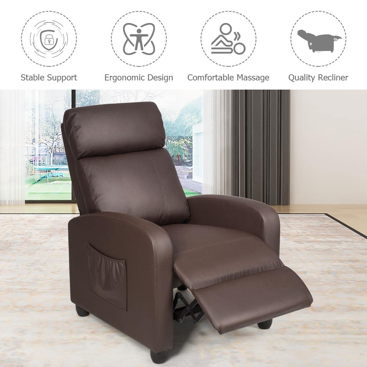 Recliner Massage Chair, Ergonomic Adjustable Single Sofa with Padded