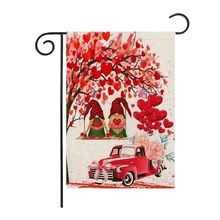 2入組/套無紡布花園旗幟，現代心形和字母圖形雙面情人節假日花園旗幟