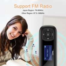 AGPTEK U3 USB Stick Mp3 Player, 8GB Music Player Supports Replaceable AAA Battery, Recording, FM Radio, Expandable Up to 64GB, Black - 黑色 - 查看 7