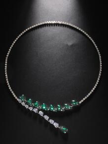 1入組女士水鑽水滴裝飾魅力四射婚禮項鍊適合婚禮派對 - 銀色 - 查看 3