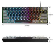Mini 60% Gaming Keyboard, Wired RGB Backlit 61 Key Ultra-Compact Keyboard, TS91 Ergonomic Waterproof Mechanical Feeling Office Computer Keyboard for PC, PS4, Xbox ONE Gamer - Grey - View 2