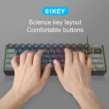 Mini 60% Gaming Keyboard, Wired RGB Backlit 61 Key Ultra-Compact Keyboard, TS91 Ergonomic Waterproof Mechanical Feeling Office Computer Keyboard for PC, PS4, Xbox ONE Gamer - Grey - View 3
