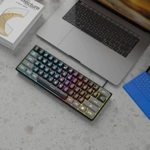 Mini 60% Gaming Keyboard, Wired RGB Backlit 61 Key Ultra-Compact Keyboard, TS91 Ergonomic Waterproof Mechanical Feeling Office Computer Keyboard for PC, PS4, Xbox ONE Gamer - Grey - View 7