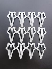 12入組女士星形設計時尚髮夾適用於頭髮裝飾用品 - 白色 - 查看 1