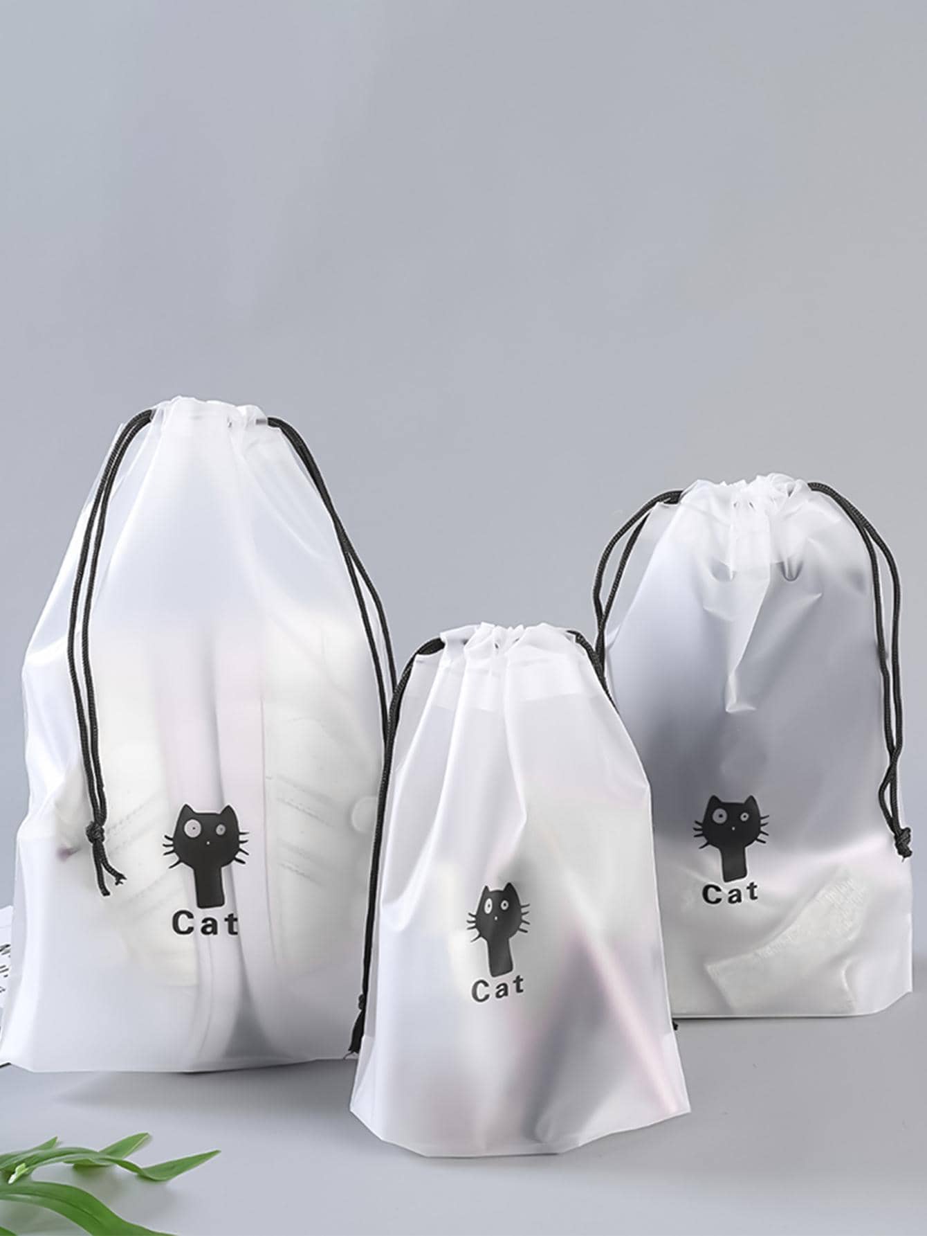 3 cái Túi đựng giày di động họa tiết mèo Túi đựng đồ du lịch trong suốt không thấm nước Túi dây polyester, Sắp xếp tủ quần áo, Túi xách tay du lịch, Túi chống nước, Quần áo Túi treo phân loại Đồ dùng học tập Trang trí phòng Trang trí phòng ngủ Đồ dùng trong ký túc xá cho giáo viên học sinh - màu đen - Xem 1