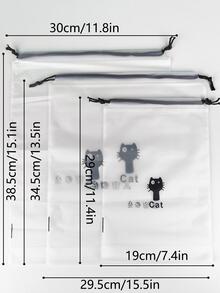 3 cái Túi đựng giày di động họa tiết mèo Túi đựng đồ du lịch trong suốt không thấm nước Túi dây polyester, Sắp xếp tủ quần áo, Túi xách tay du lịch, Túi chống nước, Quần áo Túi treo phân loại Đồ dùng học tập Trang trí phòng Trang trí phòng ngủ Đồ dùng trong ký túc xá cho giáo viên học sinh - màu đen - Xem 4