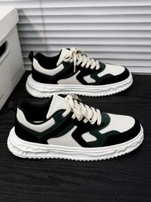 男士撞色前綁帶滑冰運動戶外運動鞋 - 黑色 - 查看 2