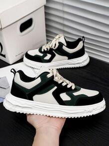 男士撞色前綁帶滑冰運動戶外運動鞋 - 黑色 - 查看 1