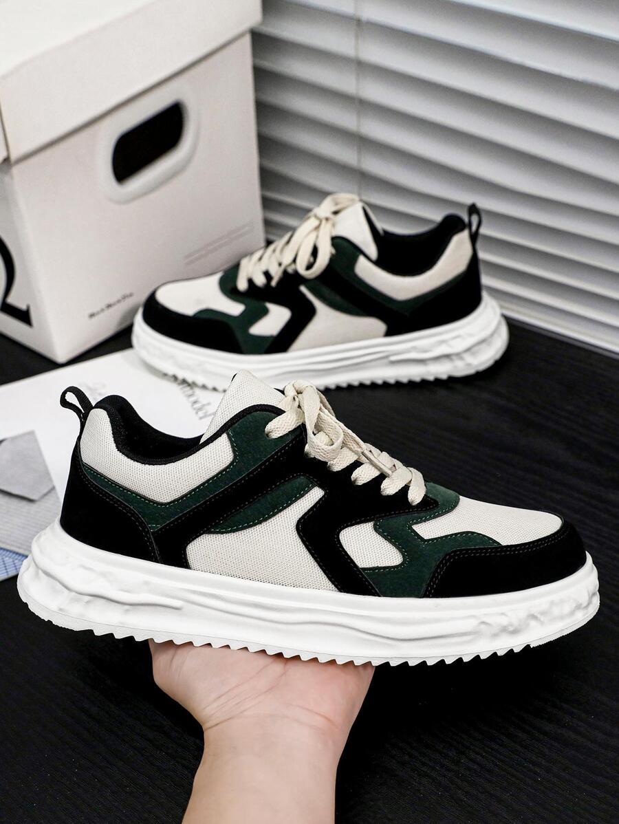 男士撞色前綁帶滑冰運動戶外運動鞋 - 黑色 - 查看 1