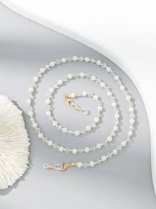 1 Phụ Nữ Ngọc Trai Giả Trang Trí Đính Hạt Chuỗi Kính Thời Trang Trang Trí Hàng Ngày - trắng - Xem 2