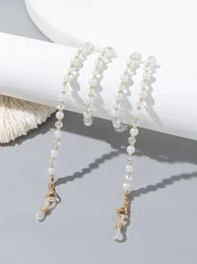 1 Phụ Nữ Ngọc Trai Giả Trang Trí Đính Hạt Chuỗi Kính Thời Trang Trang Trí Hàng Ngày - trắng - Xem 3