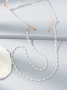 1 Phụ Nữ Ngọc Trai Giả Trang Trí Đính Hạt Chuỗi Kính Thời Trang Trang Trí Hàng Ngày - trắng - Xem 4