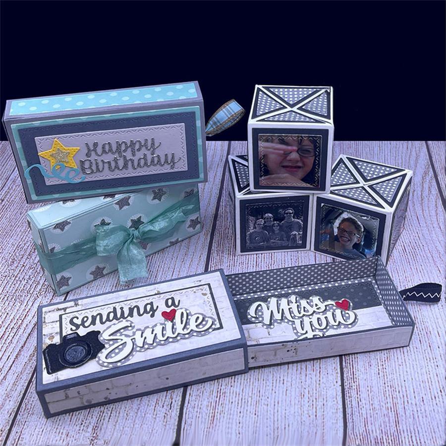 CYFUN DESIGN 1入組滑塊盒切割模具碳鋼模板用於DIY剪貼簿壓花模板紙藝剪紙卡片 - 銀色 - 查看 1