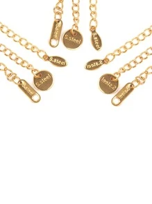 20pcs Stainless Steel Round Square Oval With Word Extension Tail Chain Connector DIY Bracelet Necklace Jewelry Making Accessories - Yellow Gold - View 3