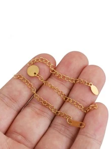 20pcs Stainless Steel Round Square Oval With Word Extension Tail Chain Connector DIY Bracelet Necklace Jewelry Making Accessories - Yellow Gold - View 2