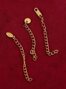 20pcs Stainless Steel Round Square Oval With Word Extension Tail Chain Connector DIY Bracelet Necklace Jewelry Making Accessories - Yellow Gold - View 1