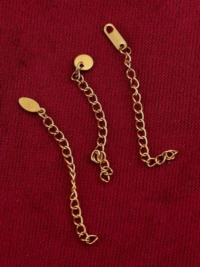 20pcs Stainless Steel Round Square Oval With Word Extension Tail Chain Connector DIY Bracelet Necklace Jewelry Making Accessories