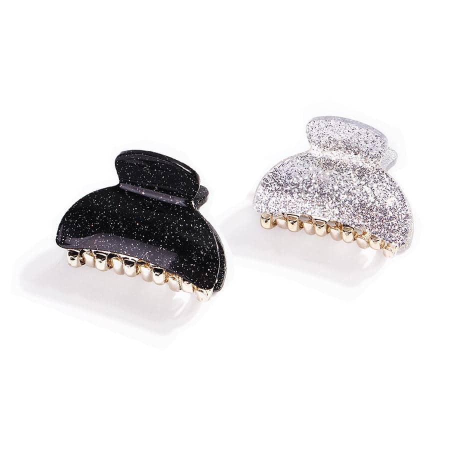 2pcs Women Glitter Fashionable Hair Claw For Hair Decoration - Multicolor - View 1