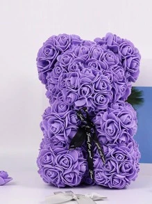 永恆玫瑰熊情人節禮物PE泡沫花熊創意擁抱玫瑰熊(紫) - 紫色 - 查看 3