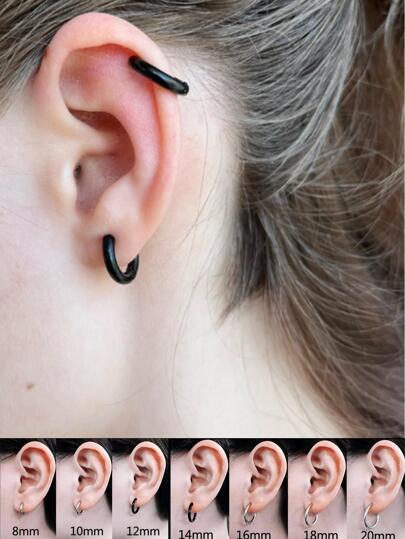 1Pair Small Hoop Earrings Women Men Stainless Steel Round Circle Earrings For A Stylish Look Fashion Punk Jewelry Gift