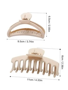 8入組女士素色時尚髮爪適用於頭髮裝飾用品 - 彩色 - 查看 4