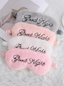 1pc Cute Slogan Embroidered Plush Eye Mask, Soft Sleep Eye Shade Travel Accessory, Suitable For Home And TravelFor Bedroom,Travel,Office,School - Baby Pink - View 5