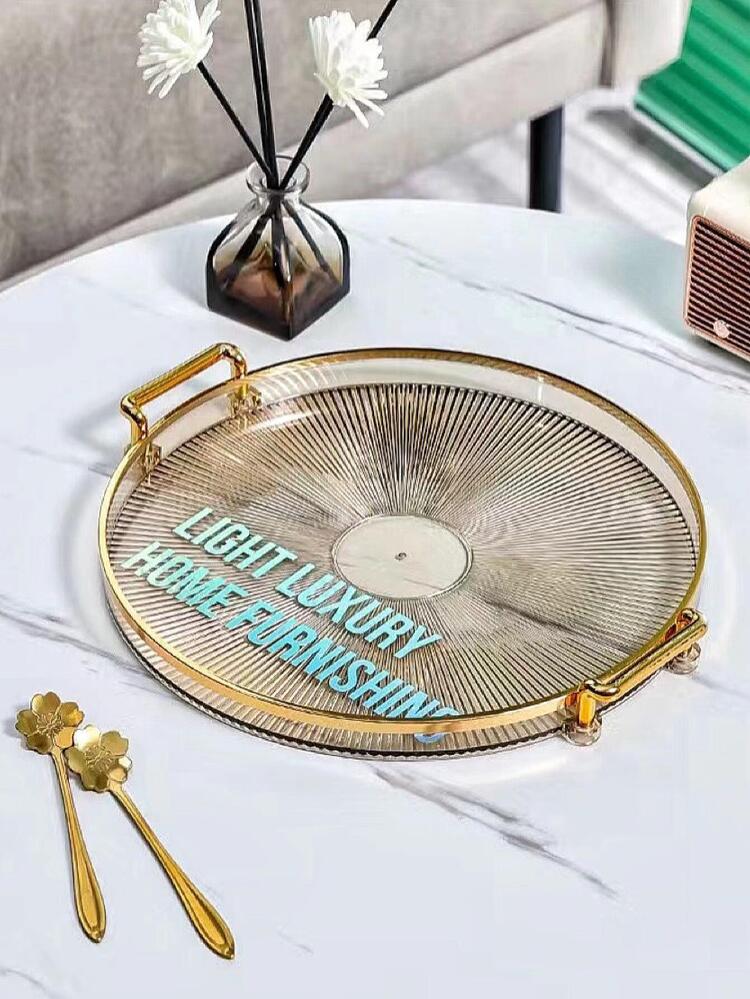 1個 プラスチック ジュエリートレイ , モダン 丸い ジュエリートレイ 用 ホーム - シャンパン - 見る 1