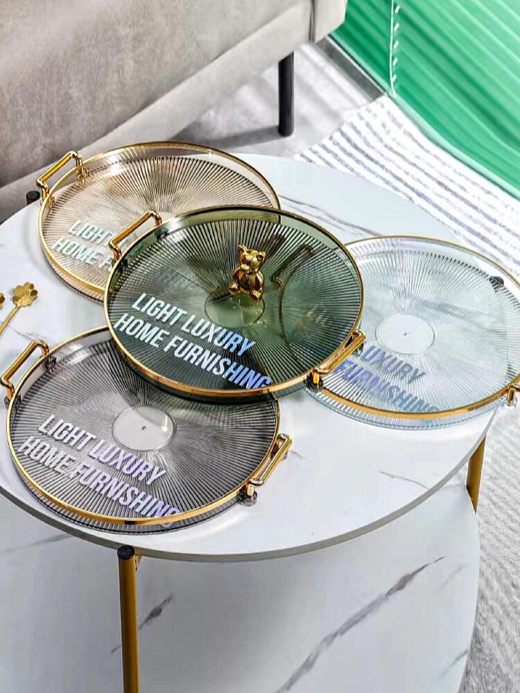 1個 プラスチック ジュエリートレイ , モダン 丸い ジュエリートレイ 用 ホーム - シャンパン - 見る 3