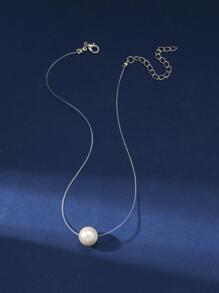 1入組優雅珍珠吊墜項鍊適合女士日常裝飾 - 白色 - 查看 2