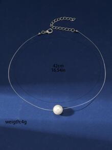 1入組優雅珍珠吊墜項鍊適合女士日常裝飾 - 白色 - 查看 3