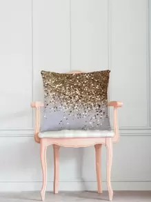 1入組無填充物閃光細節靠墊套，現代針織面料裝飾抱枕套 - 彩色 - 查看 3