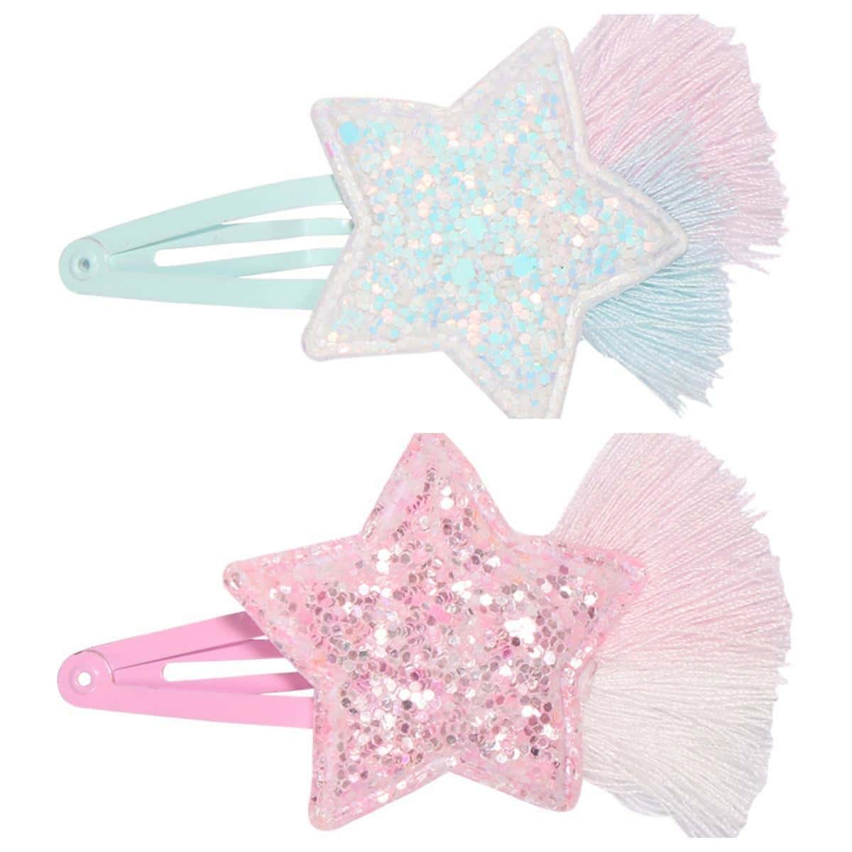 2入組女孩星形裝飾髮夾適用於頭髮裝飾用品